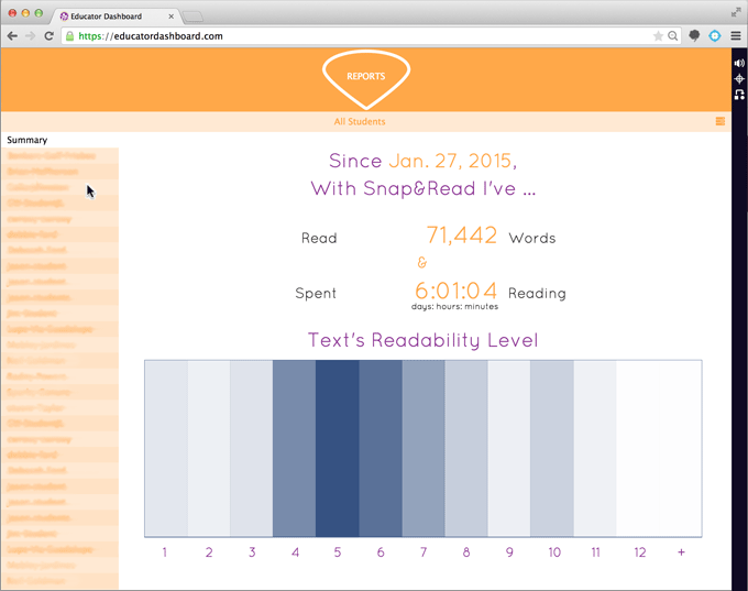 Snap&Read-individual-data-screenshot