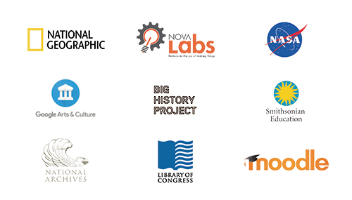 Logo images for nine different educational companies