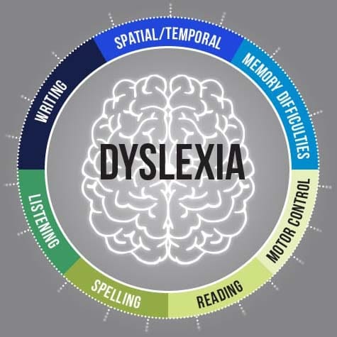 Dyslexia Components; Writing, Spatial/Temporal, Memory Difficulties, Motor Control, Reading, Spelling, Listening