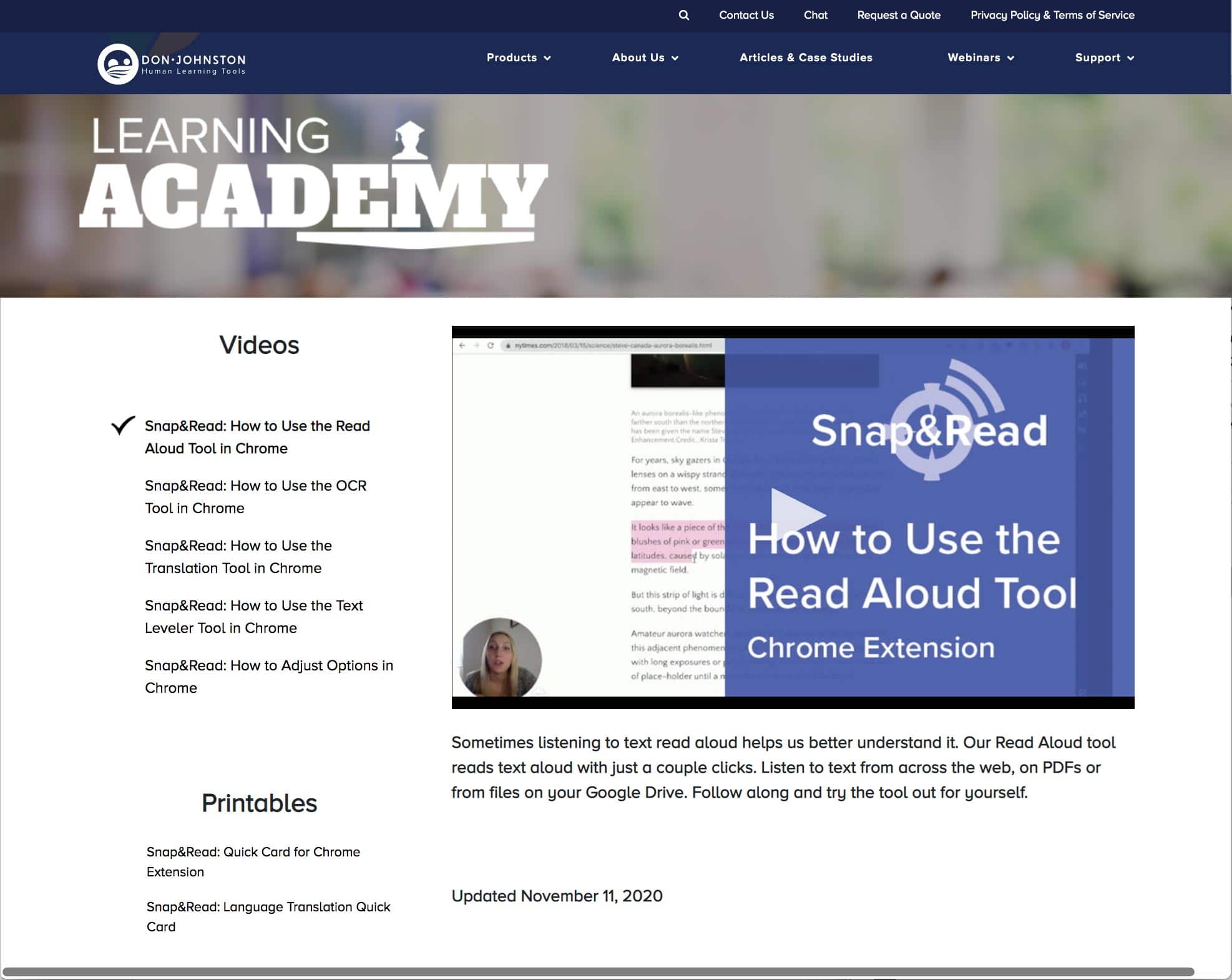 Screenshot of the Learning Academy Portal